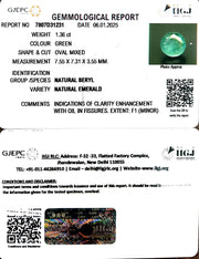 1.36/CT Natural Panna Stone with Govt. Lab Certificate-12210